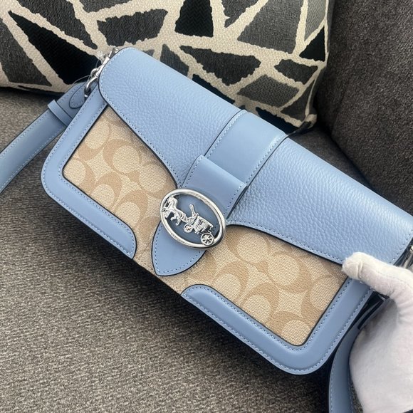 COACH Georgie Shoulder Bag in Marble Blue C4067 Pale blue - Picture 3 of 9